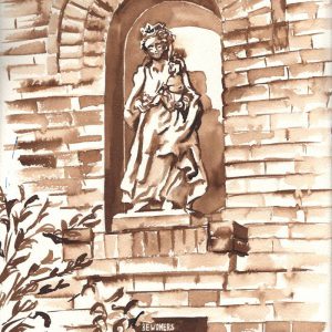 Illustration statue of Mary Cause of Our Happiness by Jofke