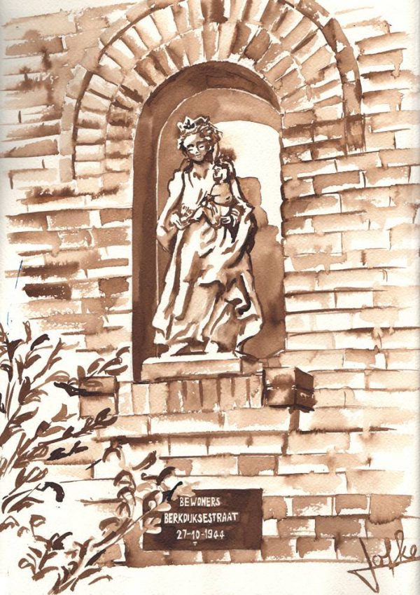 Illustration statue of Mary Cause of Our Happiness by Jofke