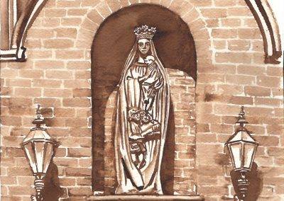 Illustratie Mariabeeld Maria beschermvrouwe van de jeugd door Jofke