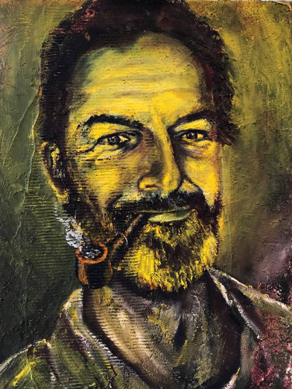 Oil portrait with pipe, 60 x 80 cm