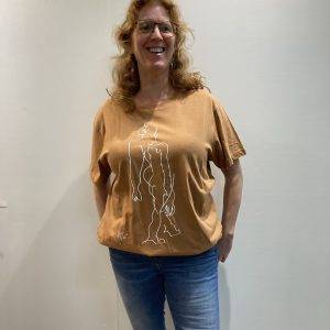 Pale brown T-shirt with figure drawn blind by Jofke
